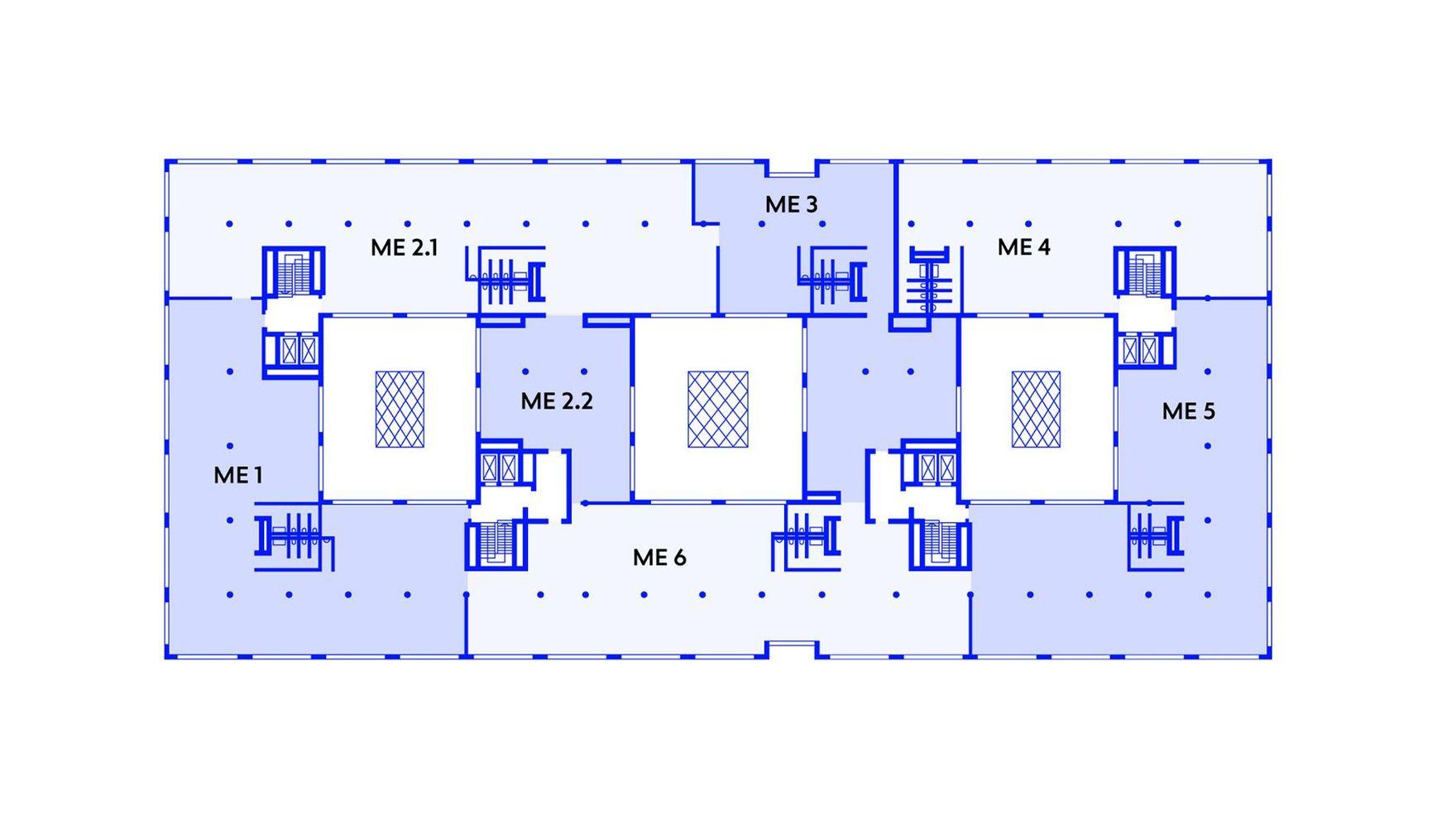 Grundriss des 2. bis 4. Obergeschosses in der Neue Siederei.